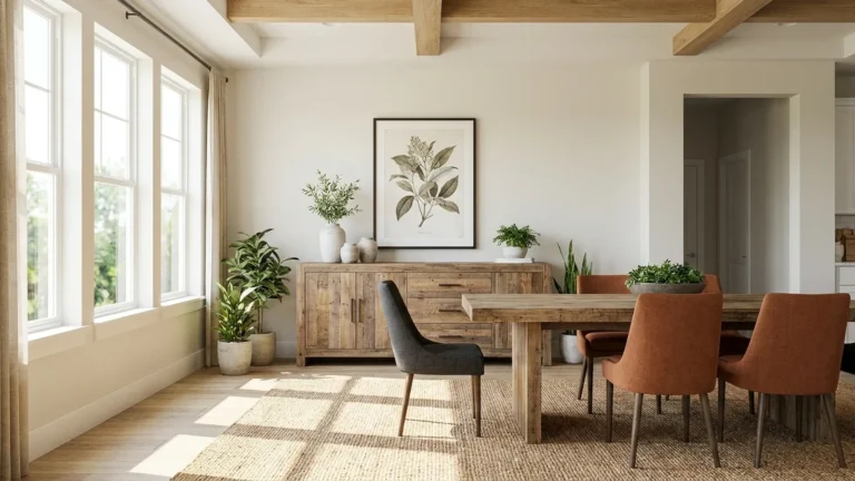 Dining Room Storage That Fits: Sizes, Costs and Smart Picks 6 Bright dining room storage with a wooden sideboard set against the wall behind a table and chairs
