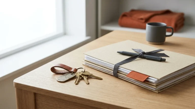 Who Pays Closing Costs? The Split Is Negotiable, Not Fixed 1 House keys and a closing paperwork folder on a light oak desk in soft window light