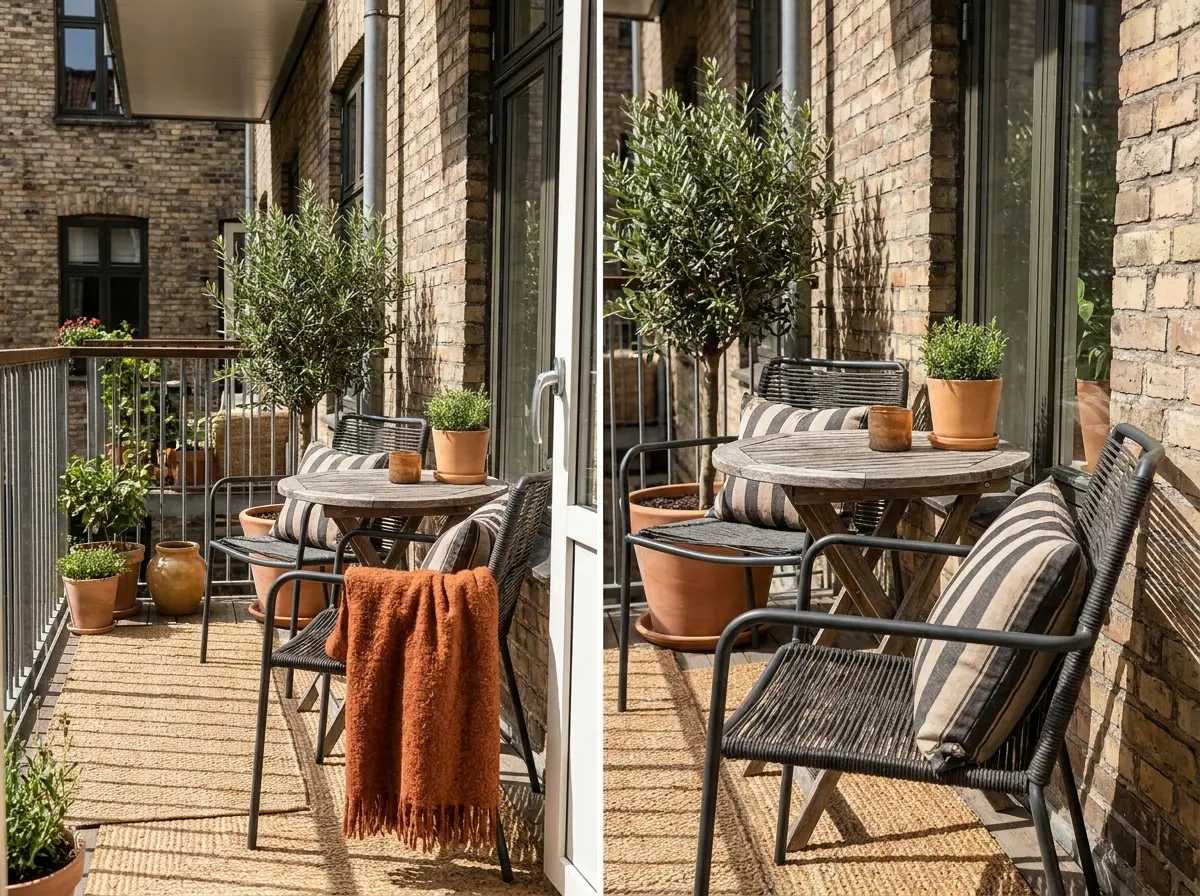 Outdoor Chair Buying Guide: Pick One That Survives Your Climate 5 Two slim outdoor chairs and a bistro table fitting a small sunny balcony